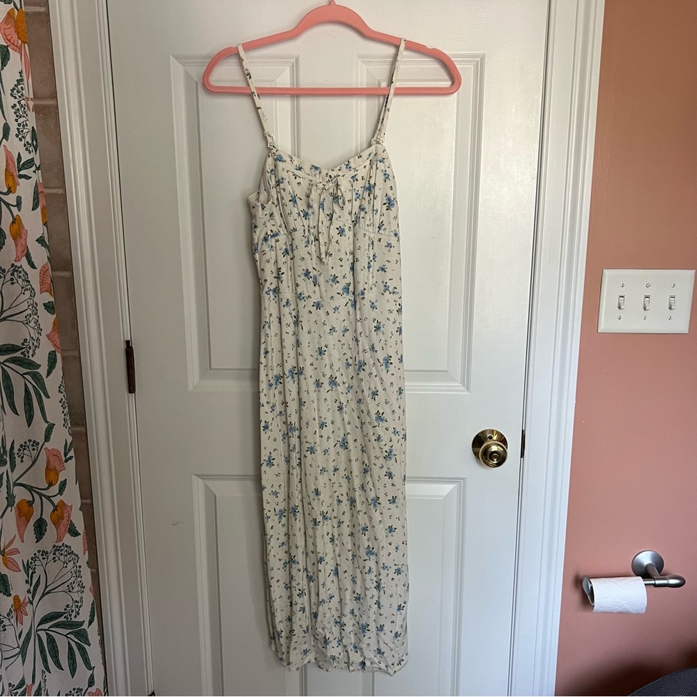 Wild Fable Cream and Blue Floral Midi Dress